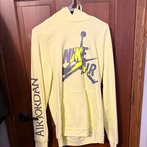 Nike Air Jordan Pale Yellow Hoodie with Gray Logo